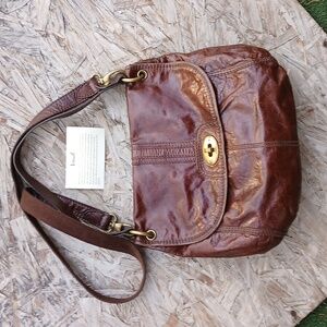 Fossil AMAZING Leather Bag Rich Brown 2 Straps Excellent Condition